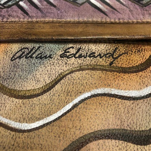 Allan Edward Vintage Leather Painted  Signed Clutc - Picture 4 of 11